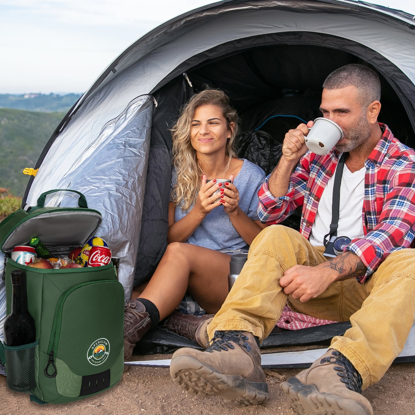 Apenglow's Leak Proof Backpack Cooler With Top and Side Compartments